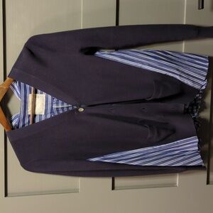 Sacai Cotton Pleated Cardigan Navy Size 1